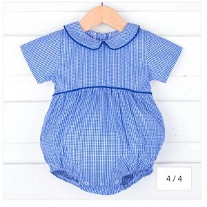 Royal Blue Gingham Collared Bubble 9M Classic Whimsy